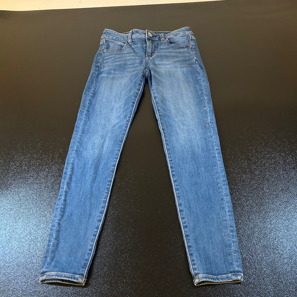 American Eagle Jeggings Jeans Stretch Skinny‎ Denim Pants Blue Womens 2 27x26.5"
